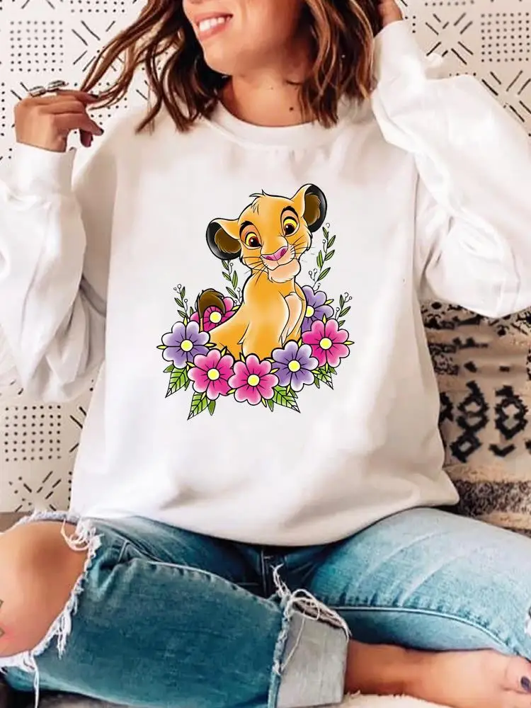 

Pullovers Holiday Graphic Sweatshirt Disney Fashion Print 90s Cartoon Sweet Casual Flower Women Casual Autumn Spring Female