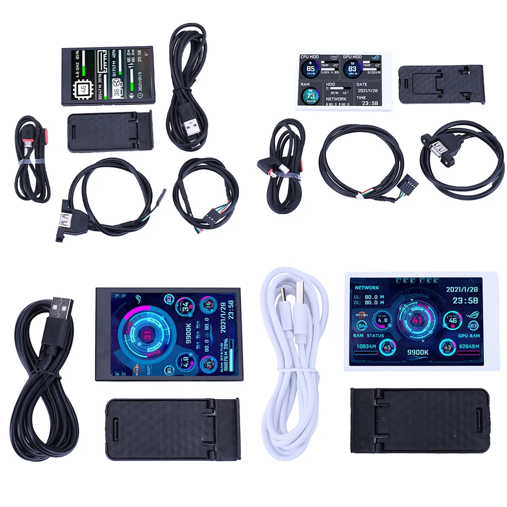 CPU GPU RAM HDD 모니터 USB 온도 디스플레이 화면, 3.5 인치 TYPE-C 보조 화면, 무료 AIDA64 에 적합