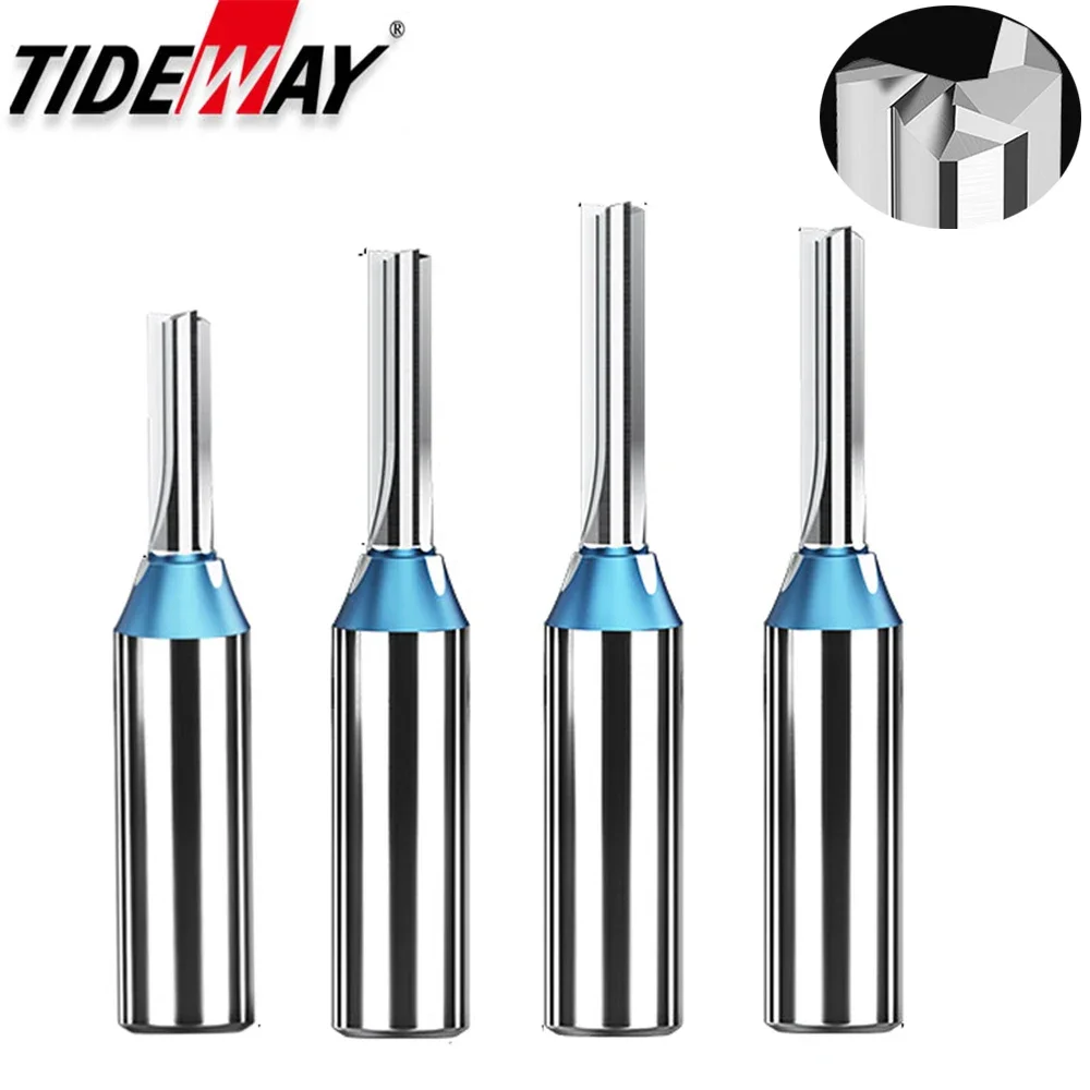 

Tideway 3 Blades TCT Straight Router Bit for Wood Solid Carbide Woodworking 3 Flutes Almighty Slotting Cutting for Hard Wood MDF