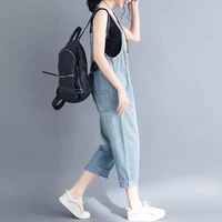 Summer New Women's Denim Overalls Loose Fit Age-Defng Nine-Piece Strap High Waist Thin Denim Fabric Light Color - Image 4