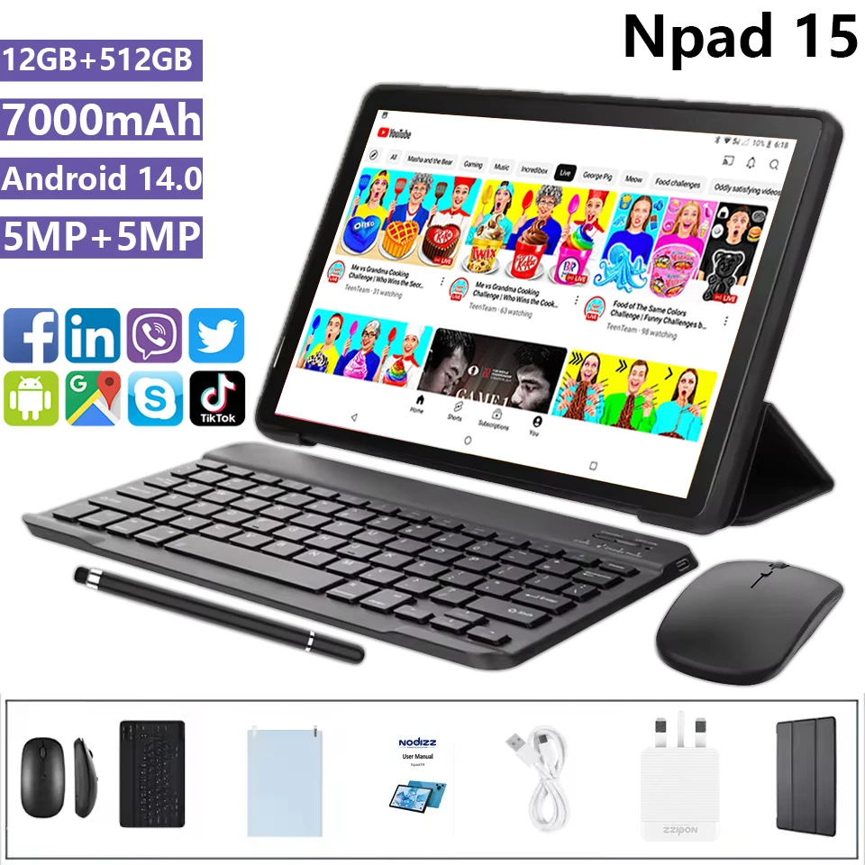FXTech Android 14 タブレット 10.1 インチ、12GB (6+6 拡張