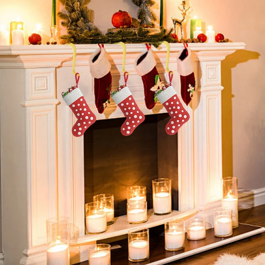 Metal Christmas Stocking Holders Hooks for Fireplace Mantel