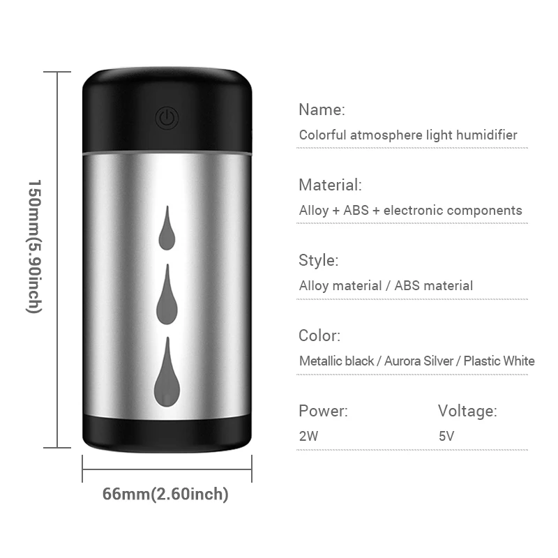 300ml Car Air Humidifier Starry Atmosphere Light Aroma Essential Oil Diffuser USB Low Decibel Mute Humidifier for Car Household