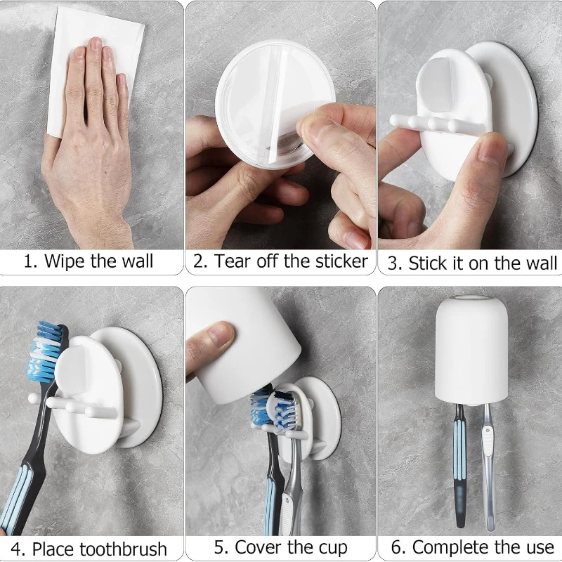 Wall-mounted Toothbrush Holder With Mouthwash Cup Bathroom_voghion.com