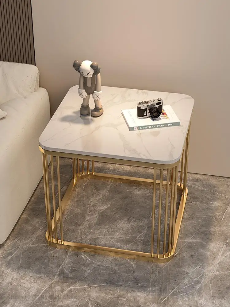 Rock Slab Side Table Small Square Table Rental House Living Room Sofa Corner Marble Side Cabinet Tea Balcony Small