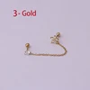 Boucles d'oreilles tendance en acier inoxydable pour femmes, 1 pièce, chaîne à Double perçage, fleur coréenne, Zircon, clous de perçage, bijoux à la mode