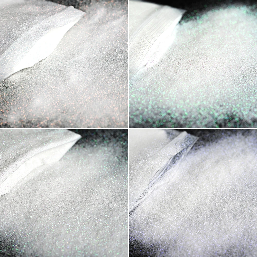 50g White Iridescent Ultra-Fine Glitter Powder 1/256 0.1mm Rainbow Shiny White Glitter Sugar Powder Holographic Nail Powde