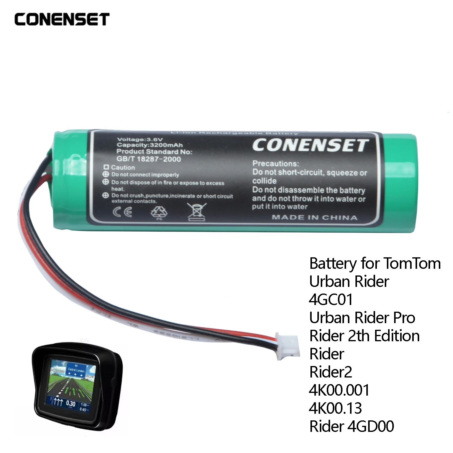 Batteria Compatibile TomTom Rider, Urban Rider Pro – 3.7V Li-ion 2200mAh (MALAGA, 6027A0050901)
