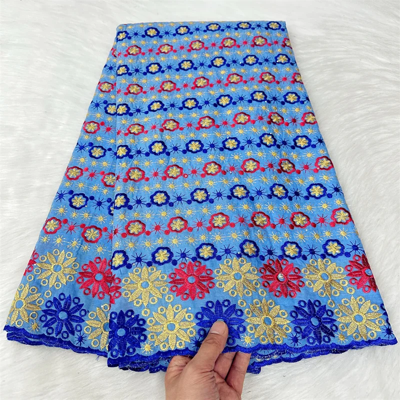 

5 yard Swiss lace fabric heavy beaded embroidery African 100% cotton fabrics Swiss voile lace popular Dubai style 9L092501