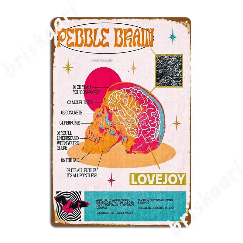 Pebble Brain Lovejoy 금속 플라크 클럽 차고 시네마 디자인 맞춤형 주석 표시 포스터