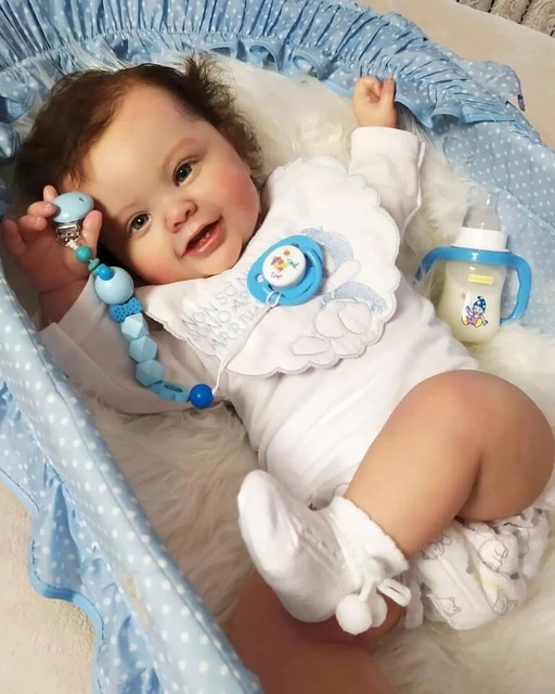 20inch Reborn Toddler Dolls Fat Cute Face Hand-Rooted Fiber Hair Looking  Real Bebes Soft Touch Cuddly Collectible Art Doll with Pacifier