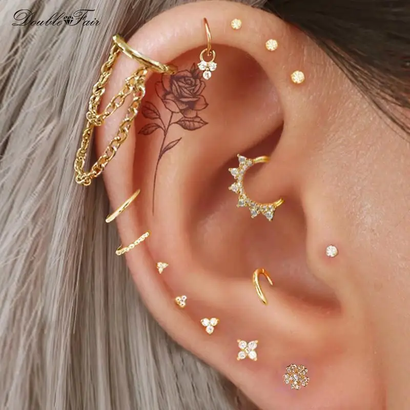 Helix Daith Tragus 귀 피어싱 스터드 귀걸이 여성용 1PC 연골 조가..