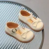 Girl Princess Shoes Cut-outs Children's Flats Black Beige Versatile Kids Fashion Causal Leather Shoes Solid Color Soft Bottom 1