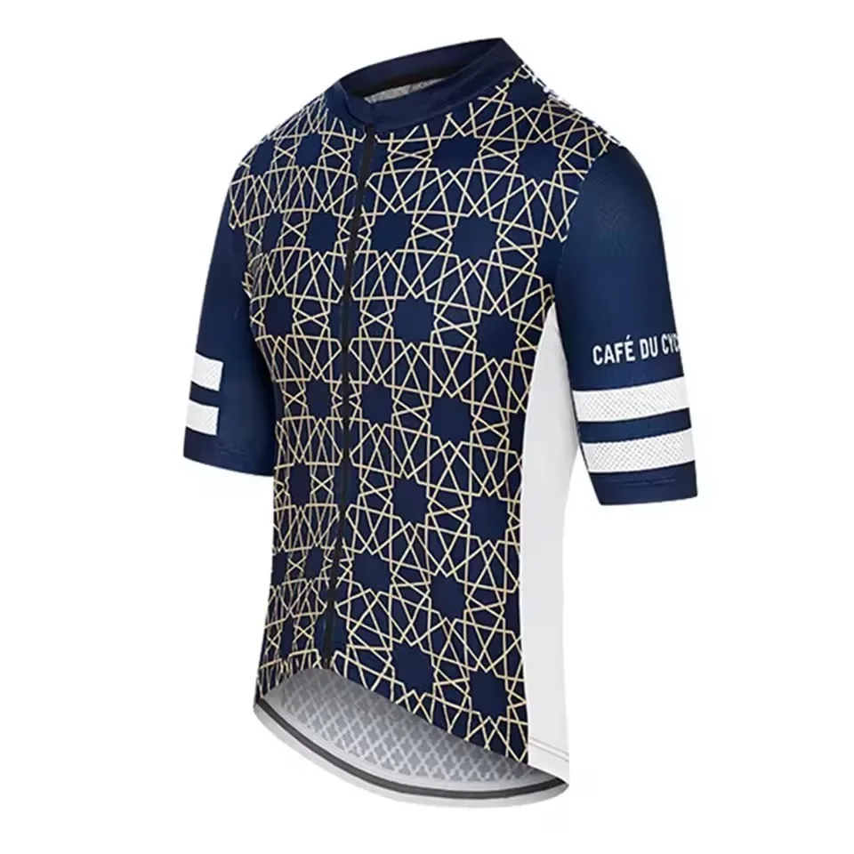 Cafe Du Cycliste Summer Men's Short Sleeve Cycling Jerseys Quick Dry Breathable Black/White Bike Clothing Ciclismo Maillot Tops