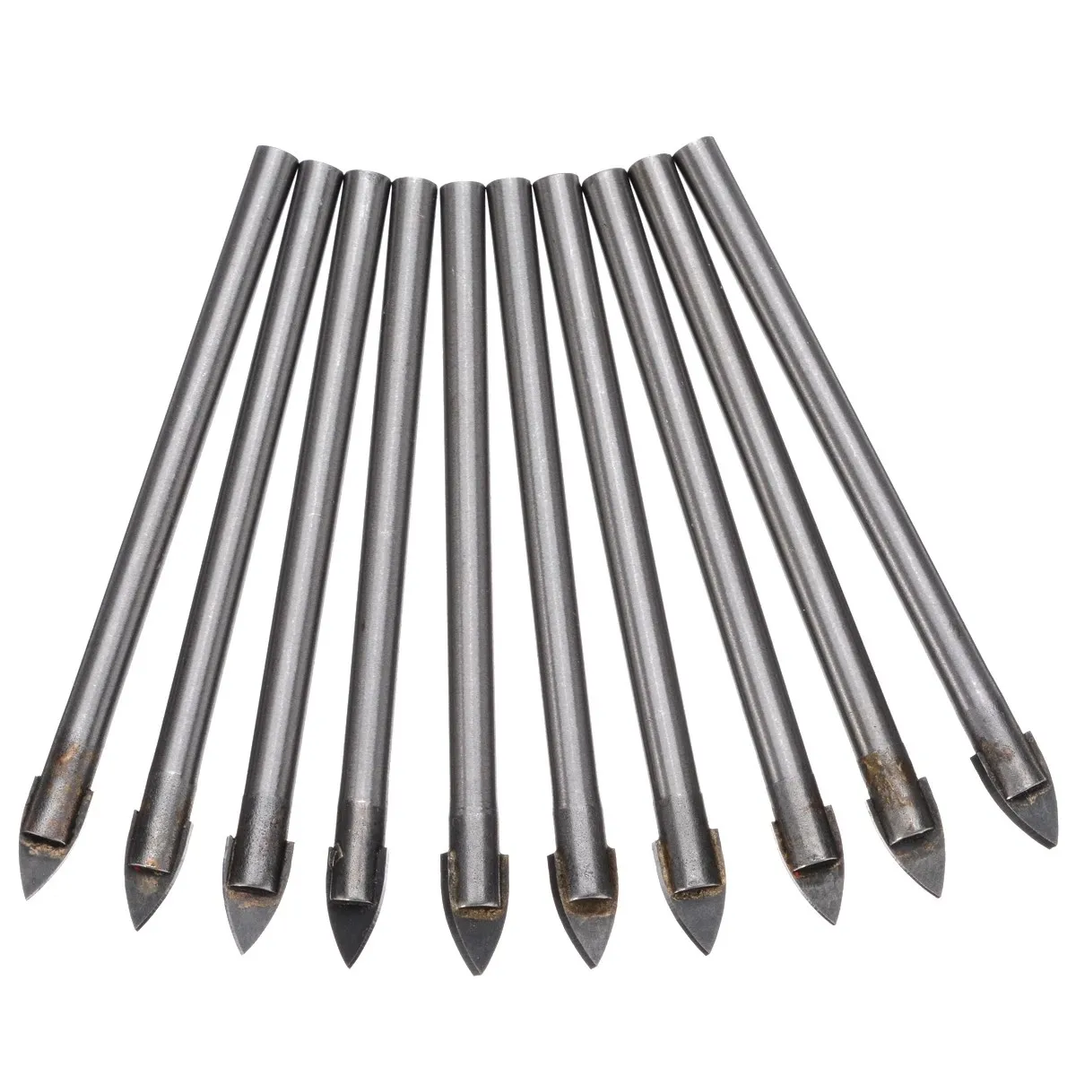 10Pcs Cross Drill Bit 6mm Tip Tungsten Carbide For Glass Ceramic Tile Drillinf Electric Drill Power Tool Accessories 7 pc set carbide ceramic tile hole drill bit household construction essential accessories household diy tools glass drills