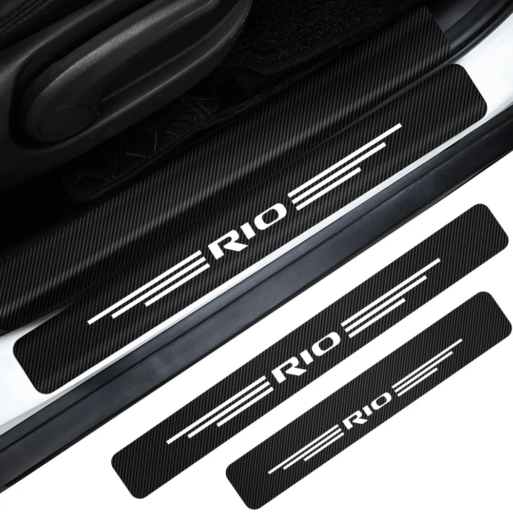 Per Kia Rio 3 4 K2 K3 X-Line Car Door Sill Pedal Board Pedal Cover Trim In Fibra Di Carbonio Paraurti Posteriore Trunk Board Sticker Ricambi Auto