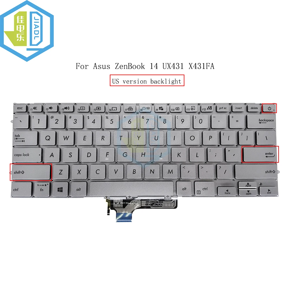 Teclado Backlit Espanhol e Eua Laptop Asus Zenbook 14 Ux431 Ux431f Ux431fn X431fa Um431 S431 U4500f sp es Teclados Latinos - Imagem 5