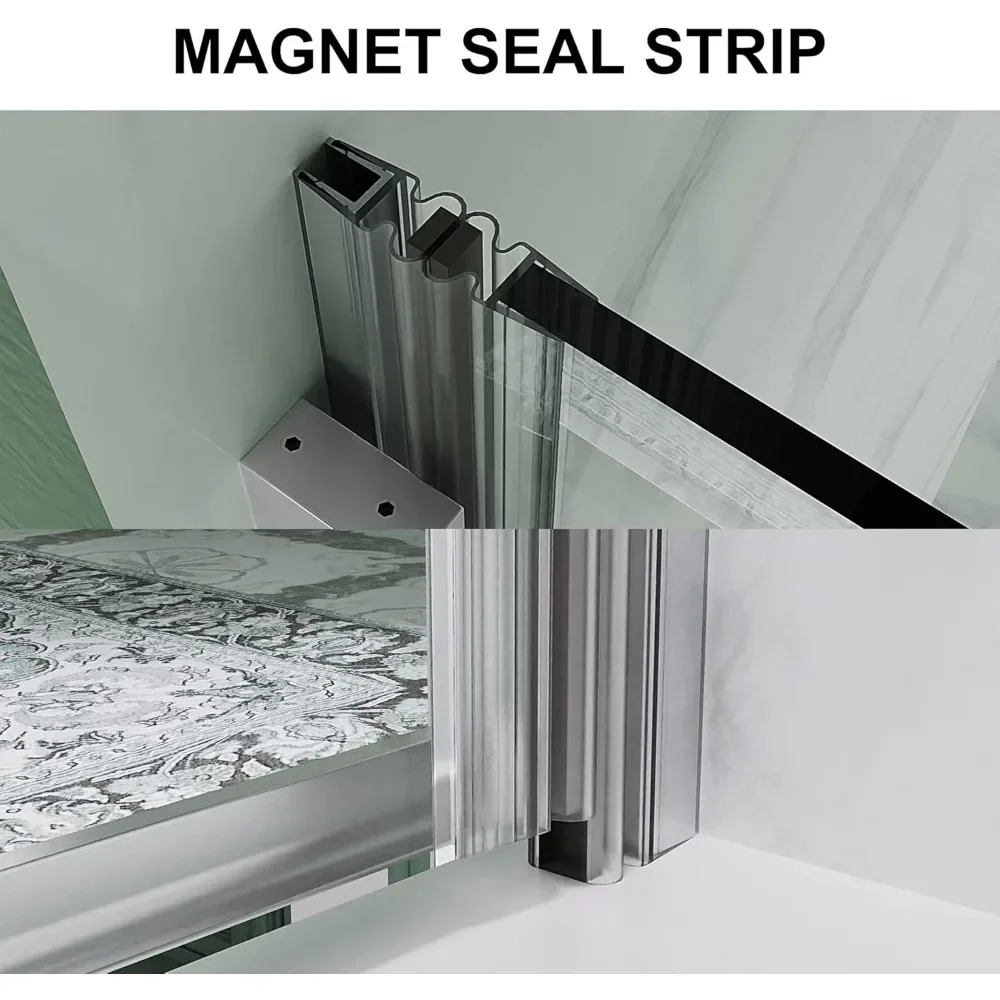 Shower Door, 56-60" W X 58" H, Frameless Sliding Showers Doors, Clear Tempered Glass Tub Doors, Tub Shower Door 6
