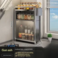 Narrow Pullout Multi Tier Spice Rack Drawer Organizer Kitchen Island Cart Space Saving Salt Pepper Jar Storage Tea Trolley 6