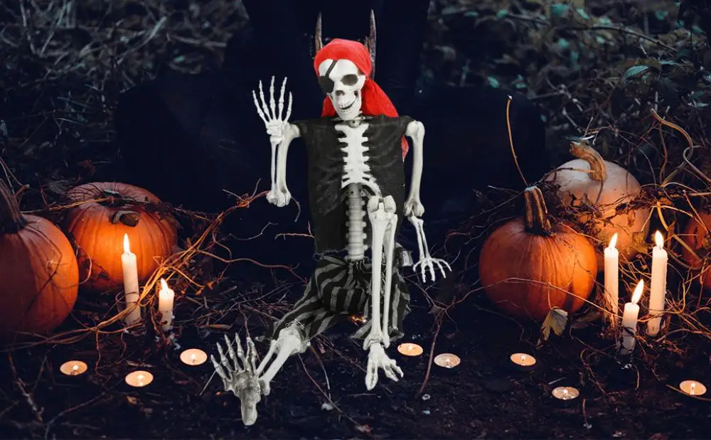 165cm Plastic Skeleton Life Size Imitation Full Body Realistic Bones With Posable Joints Pirate Styling Halloween Pose Decor