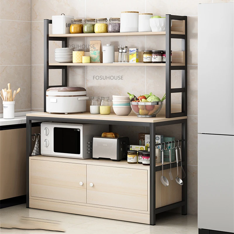 Nordic Wood Based Panel Kitchen Cabinets For Home Furniture Cabinets Multilayer Household Simple Creative Kitchen Storage Rack 5