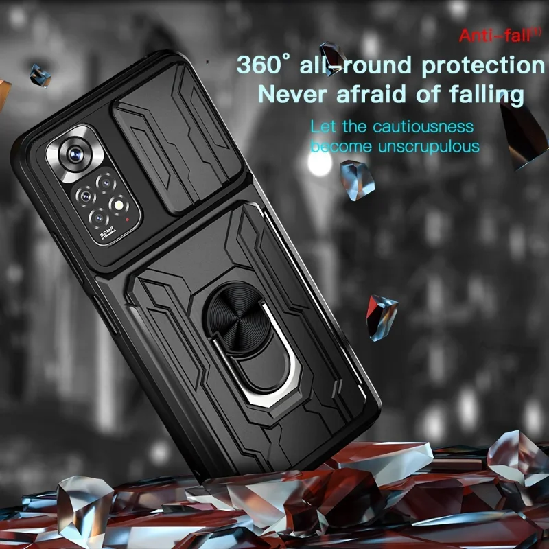 Luxury Shockproof Case with Rotation Metal Ring Stand and Card Slot