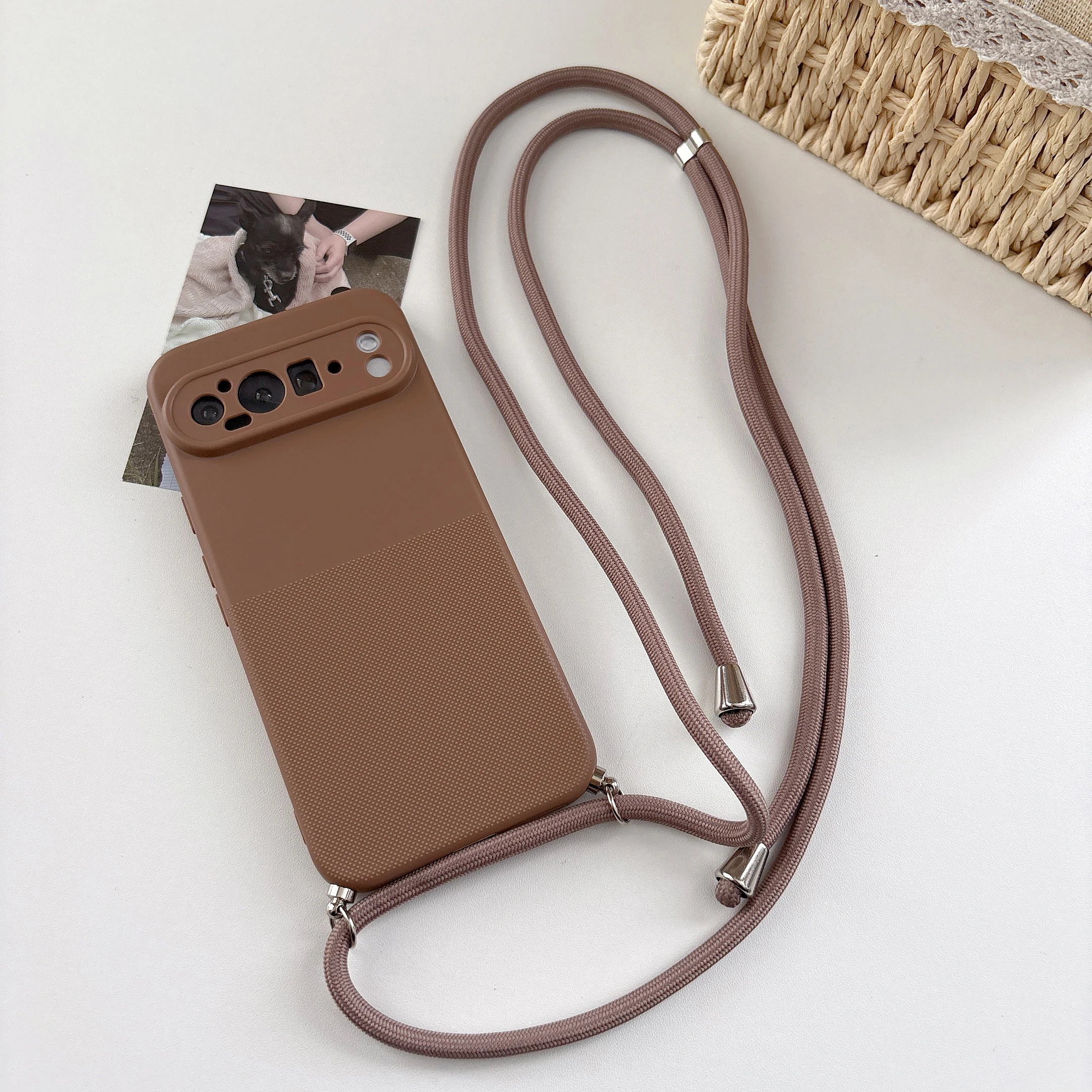 Chic Polka Dot Crossbody Lanyard Phone Case with Strap