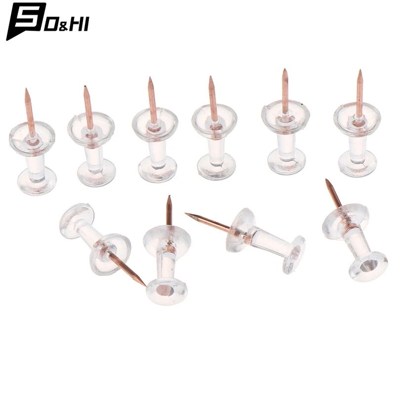 100pcs Transparent Rose Gold Push Pins Thumb Thumbtack Board Pins Drawing Photo Wall Studs Office School Supplies