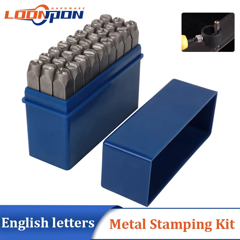 1/4"(6mm) Letter Stamp Set 27Pcs Steel Capital Letter Punch DIY Tool for Leather Brass Aluminum Mild Steel (A-Z)