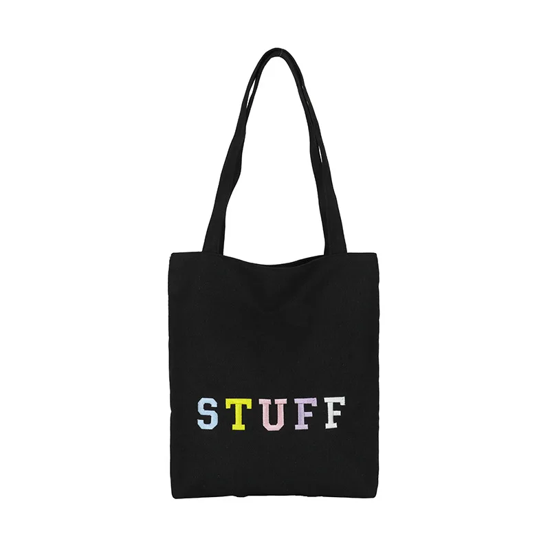 Popular Canvas Shoulder Bag Women's New Korean Fashion Large Capacity Tote Shoulder Bag Casual Simple Luxury Brand Shoulder Bag