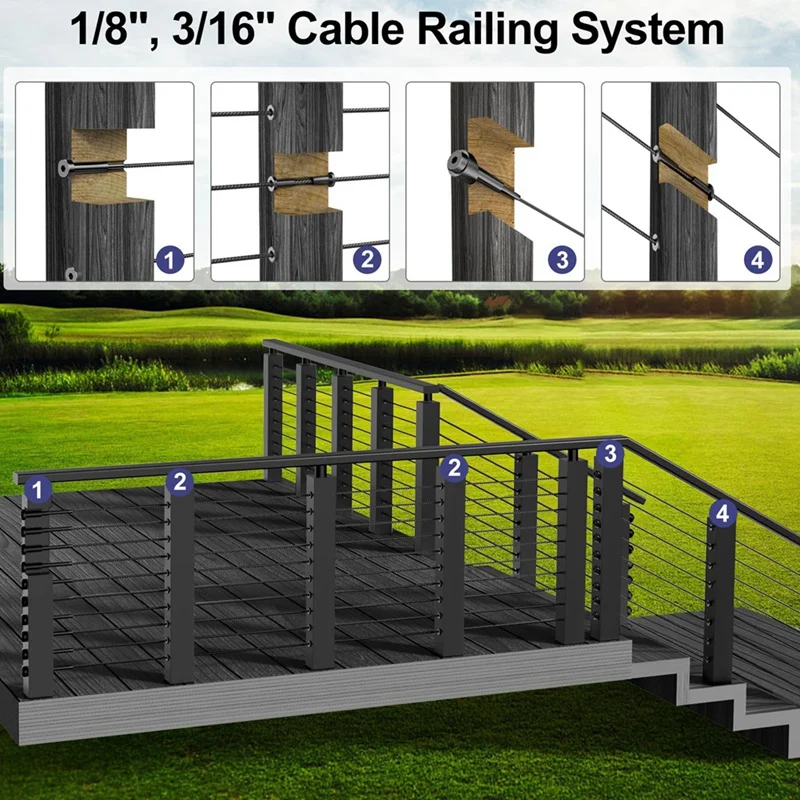 5/16Inch ID Black Angle Washers For Cable Railing Posts For 1/8Inch 3/16Inch Invisible Cable Railing Hardware 20 Pack