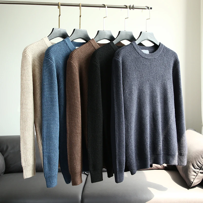 Thiened Texture Knitted Sweater round Ne Men's Faion Warm Pure Color Autumn Winter ential Long Sve Crew Ne Pull...