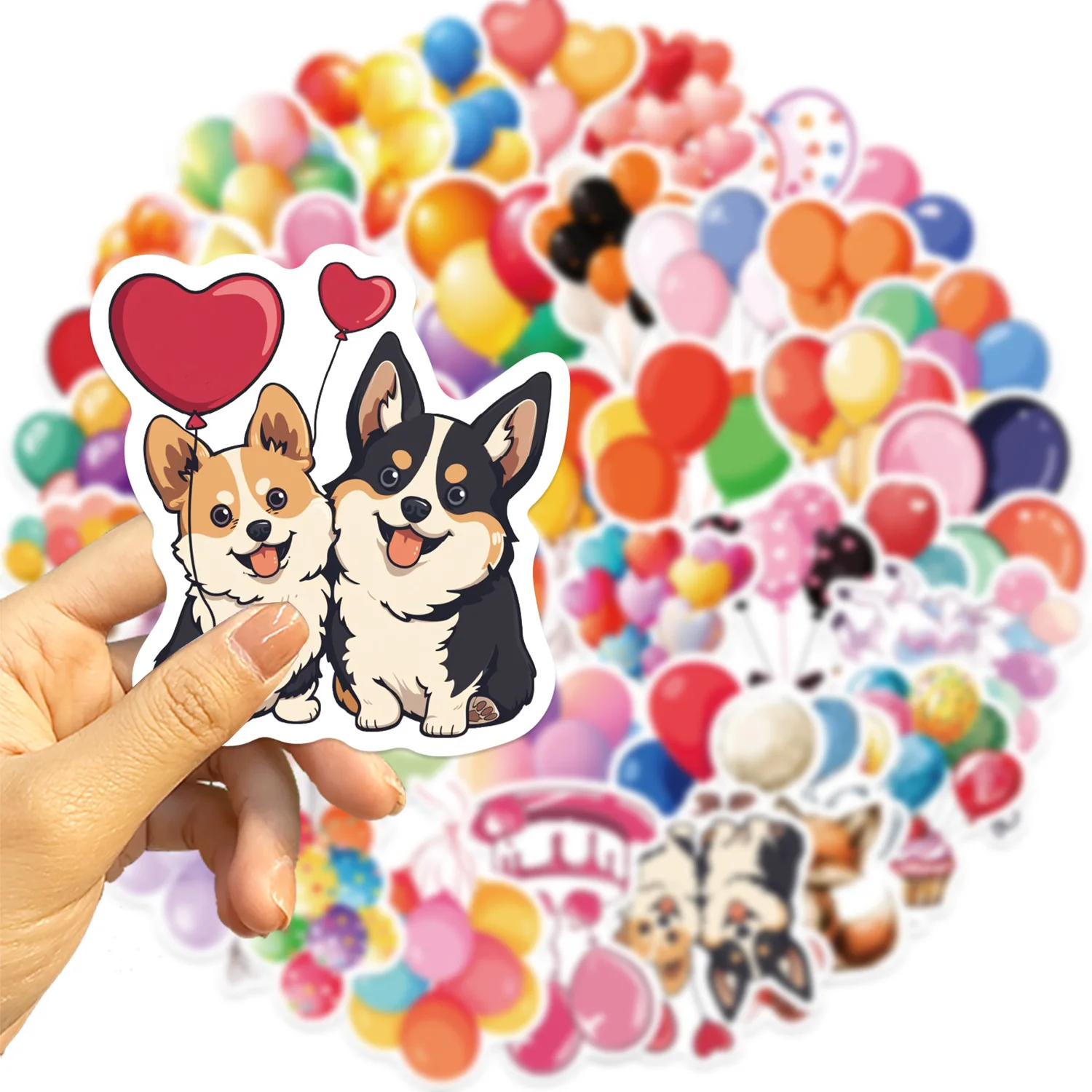 50-100PCS 축제 풍선 낙서 스티커 DIY 전화 노트북 물병 장식 방수 스티커