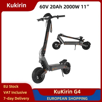 KuKirin G4 Scooter Elettrico Pieghevole 2000W 60V 20Ah 11 Pollici Pneumatici Tubeless Pieghevole E-scooter 70 km/h Freno A Disco Gamma 70-75 km