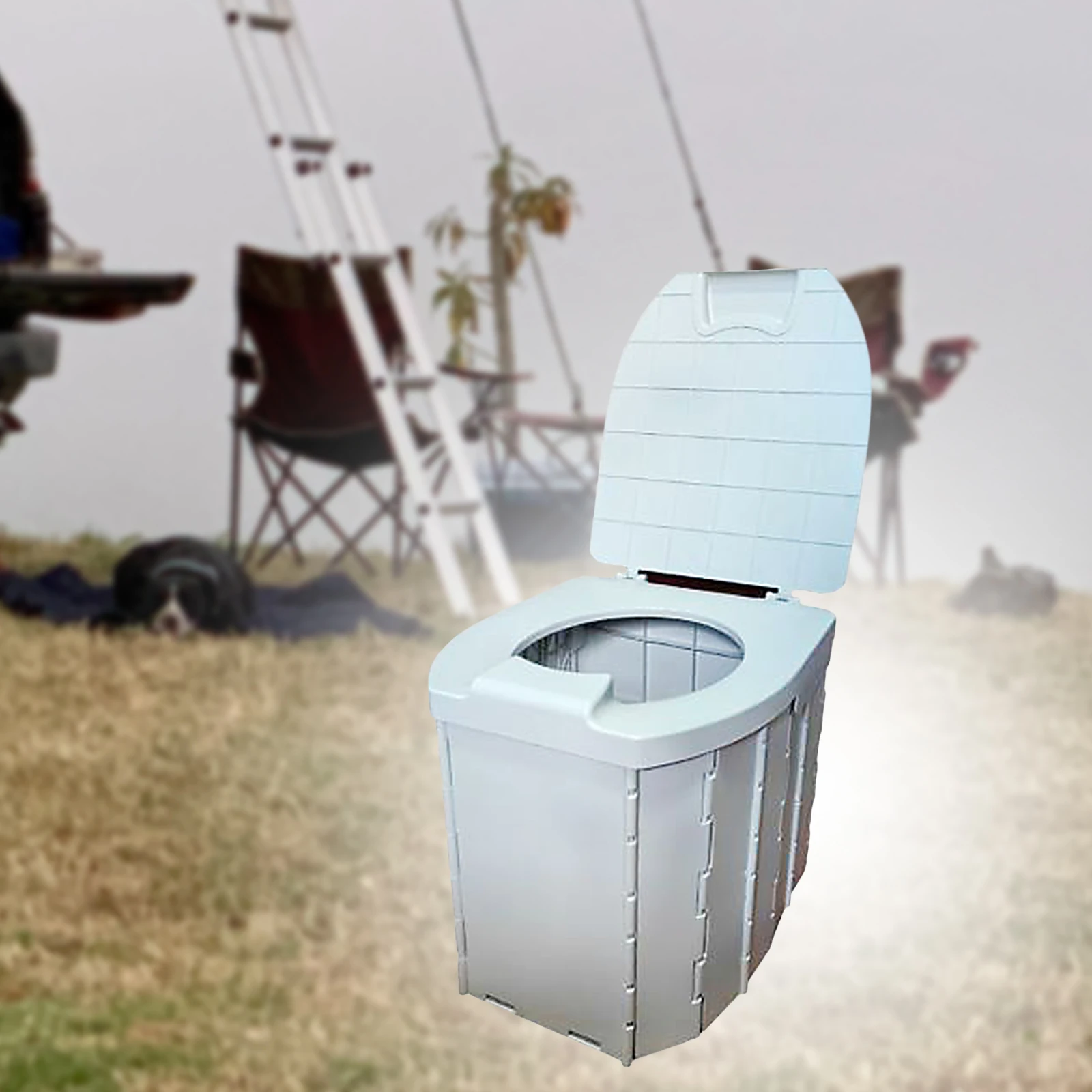 Folding Camping Toilet with Storage Bag Adults Portable Toilet with Lid Outdoor Toilet for Beach Hiking Long Trips Fishing Car 2