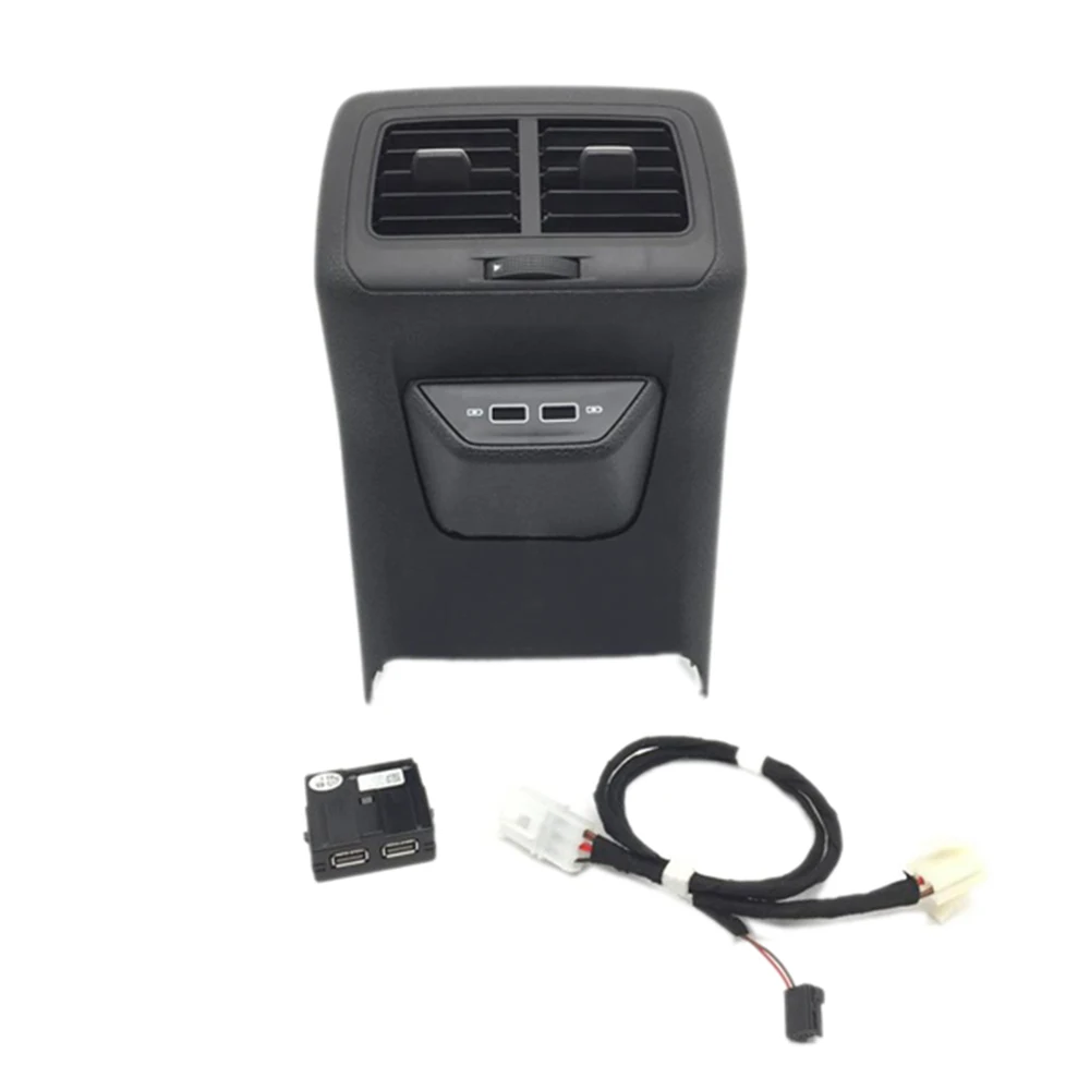 

Car Rear Air Outlet Vent Trim Frame Assembly Center Armrest with USB Adapter for Golf 7 MK7 2013-2019 5GG864298B82V