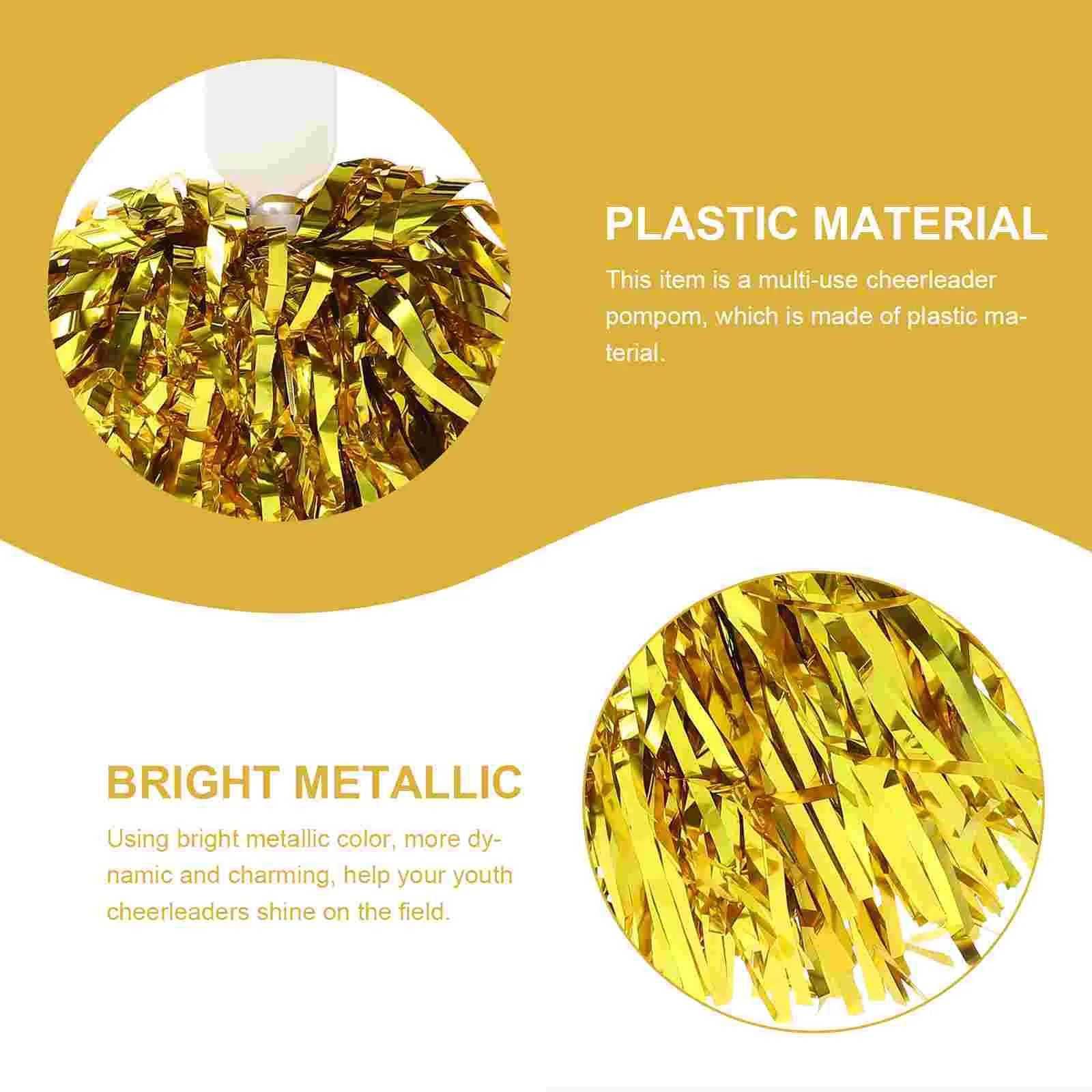 12 Pcs Hand Flower Pom Poms Cheerleading Accessories Event Supplies Sports Meeting Props Bright Golden Reusable Plastic Material