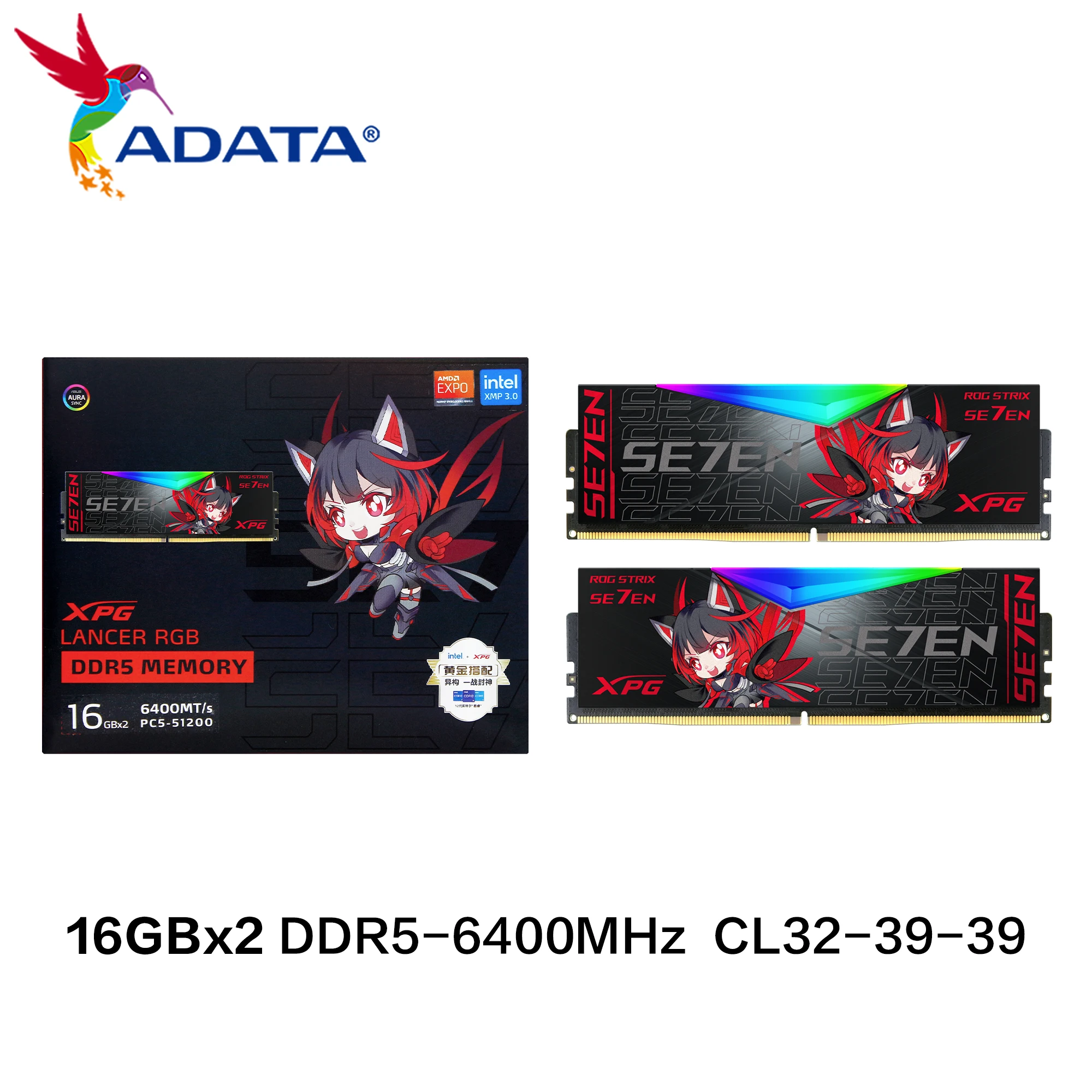 ATADA LANCER 컴퓨터 PC 데스크탑용 RGB DDR5 메모리, ROG STRIX /RO SE7EN 게이밍 메모리, 288 핀, 16GB, 32GB x2, 6000MHZ, 6400MHZ, 7200MHZ