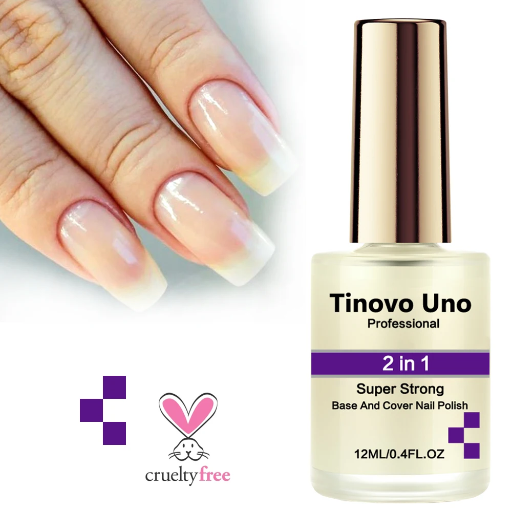 Tinovo Uno 2 IN 1 Super Strong Base Coat Top Nail Polish Strengthener 12ML Nail Growth Instant Gloss Hardener Fast Drying nail art set