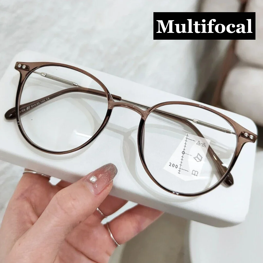 

Intelligent Multifocal Reading Glasses Vintage Blue Light Blocking Prescription Presbyopia Eyeglasses Finished Near Far Eyewear