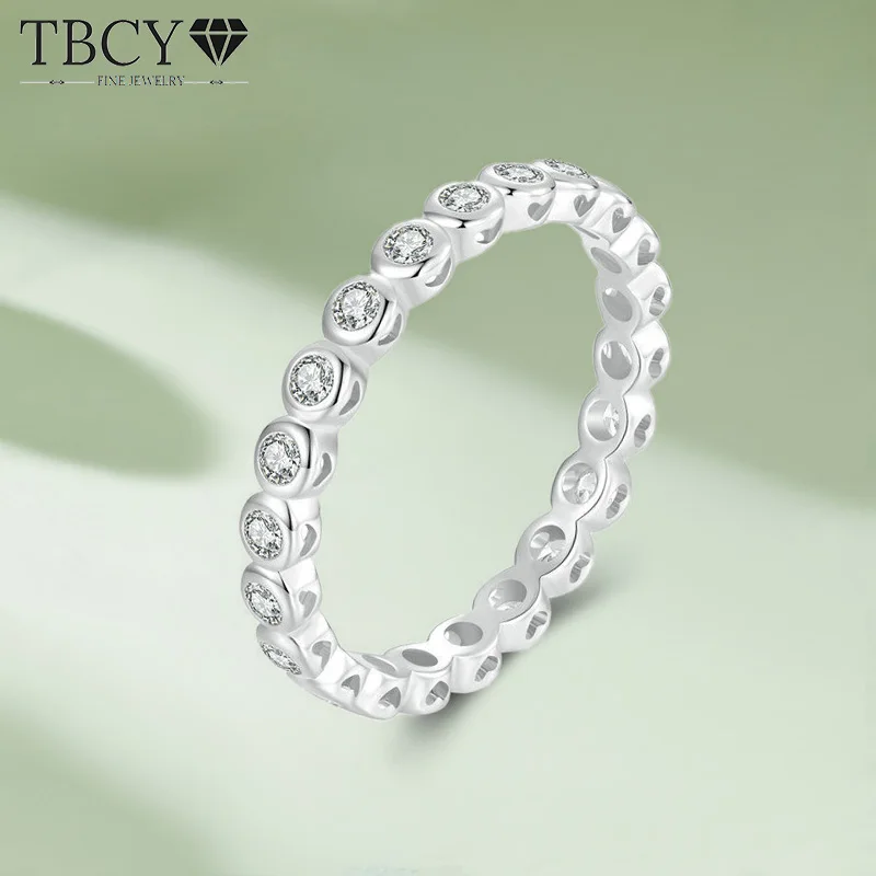 

TBCYD 2MM D Color VVS1 Round Bubble Moissanite Rings For Women S925 Silver Wedding Band Simple Design Promise Ring Jewerly Gift