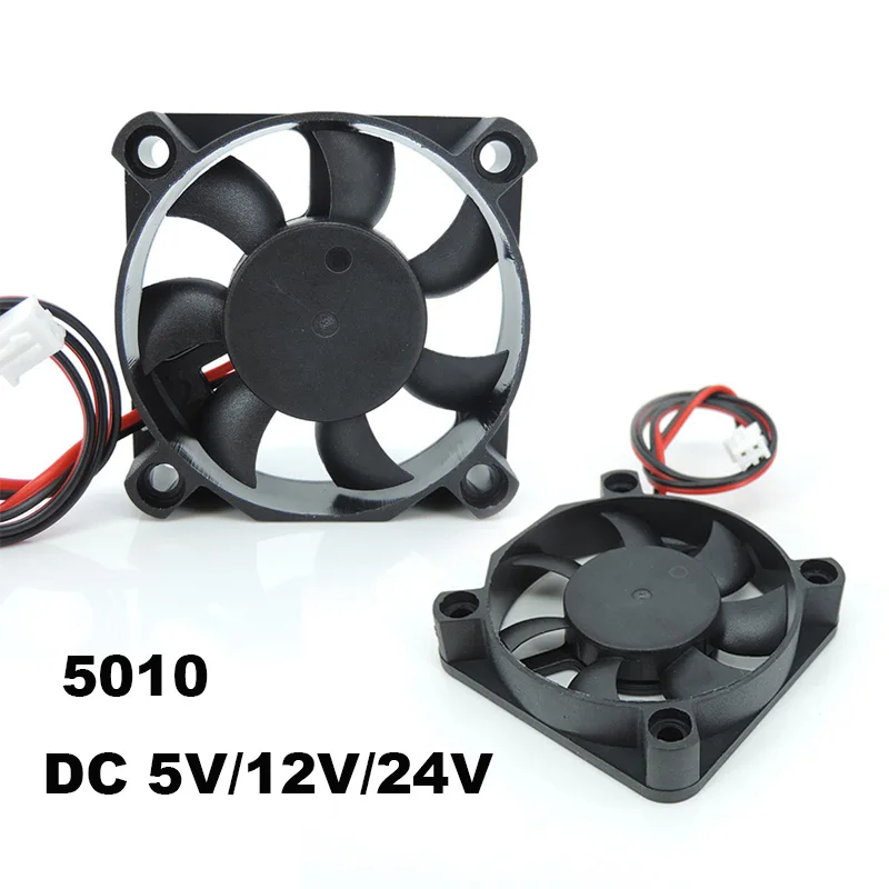 Mini ventilador de refrigeración para ordenador, ventilador de escape pequeño de 50MM para impresora 3D, 2 pines, 50x50x10mm, H2, DC 5010, 5V/12V/24V