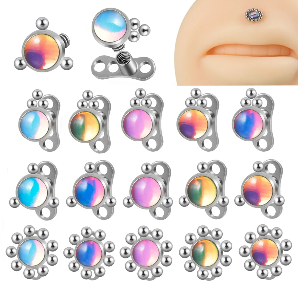 1 Pz Acciaio Chirurgico Flash Film Cluster Dermal Anchor Micro Dermal Anchor Bling Bling Piercing Skin Diver Piercing Gioielli Per Il Corpo