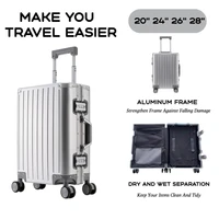Large Capacity Durable Luggage for Men and Women, Aluminum, Carry-On, Boarding, Travel, New, 20, 24, 26, 28