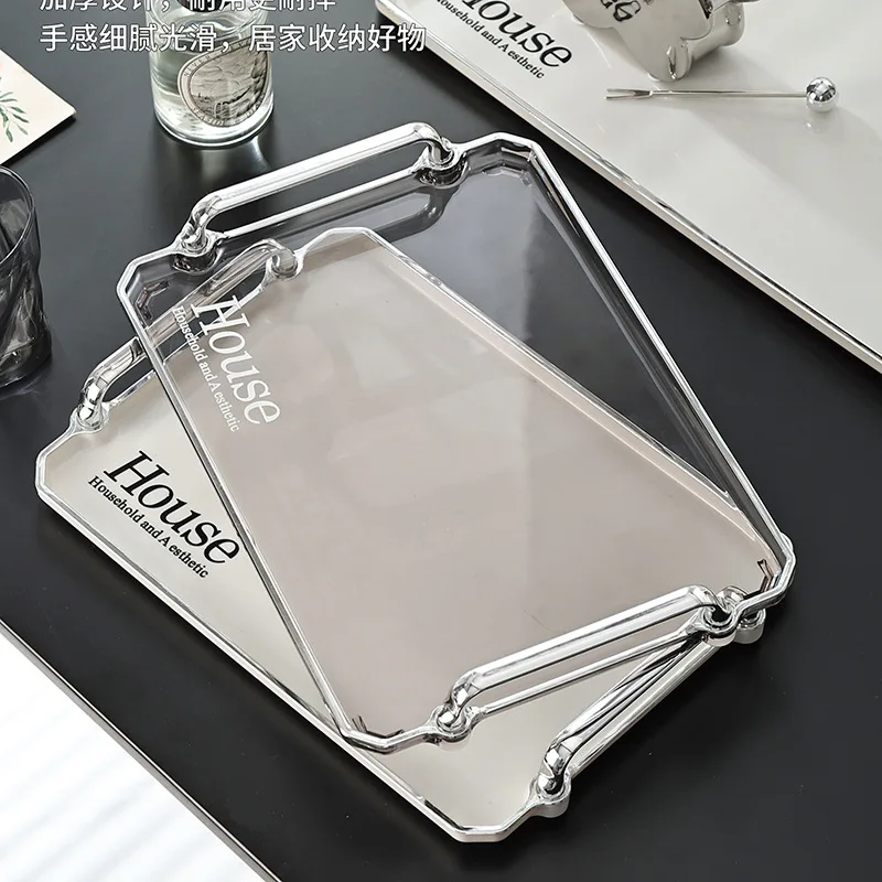 

Luxury Rectangle Storage Trays Home Decor Living Room Table Ornaments Kitchen Accessories Plastic Crafts Tea Trays Storage