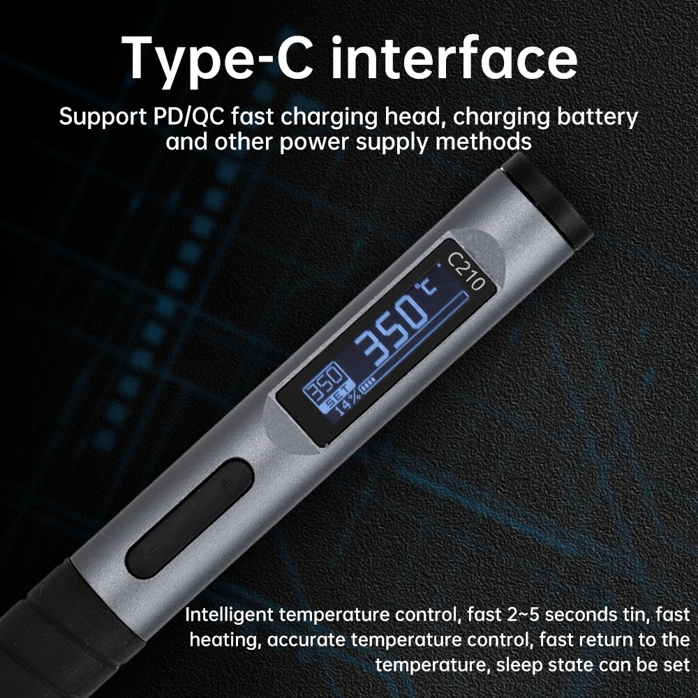 100W Electric Soldering Iron intelligent Digital Display Constant Temperature Type-C Charging Soldering Iron Heating Pen
