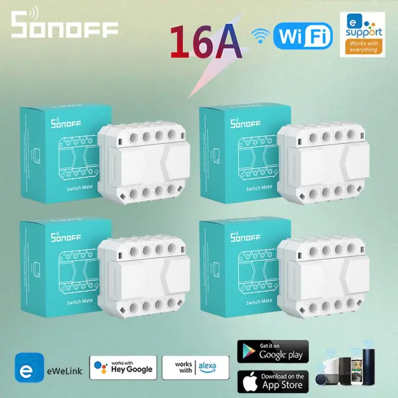 

SONOFF S-MATE Remote Controller 16A Wifi Smart Switch DIY Smart Home Automation Module No Neutral Wire With Alexa Google Home