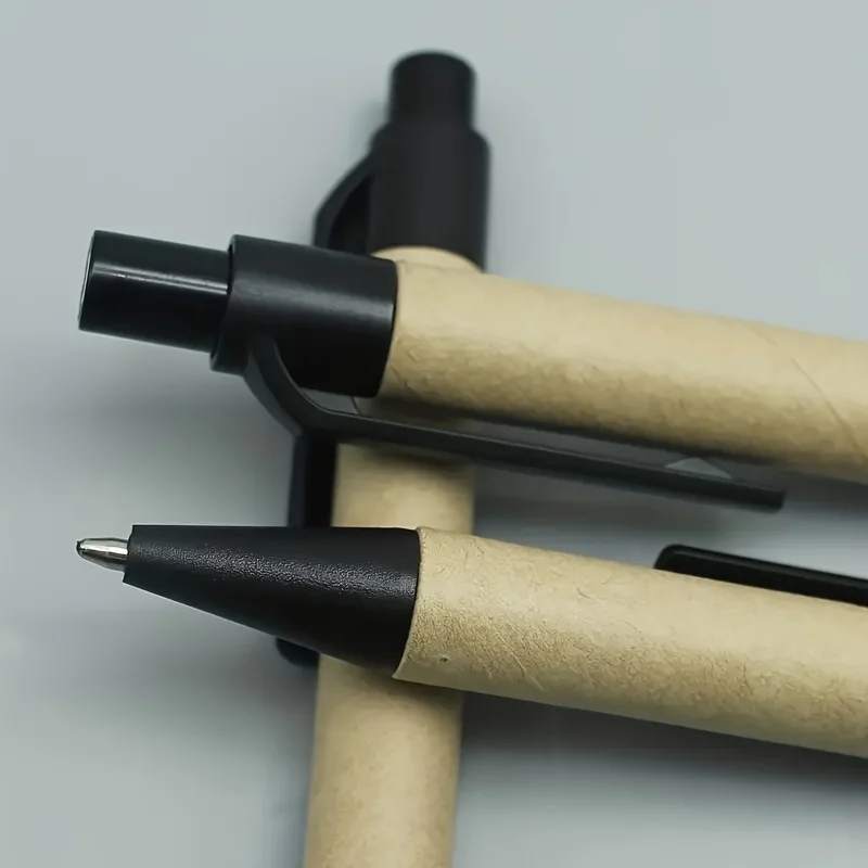 Set of 10 Eco-Friendly Recycled Paper Ballpoint Pens with Black Ink for Office and School Supplies