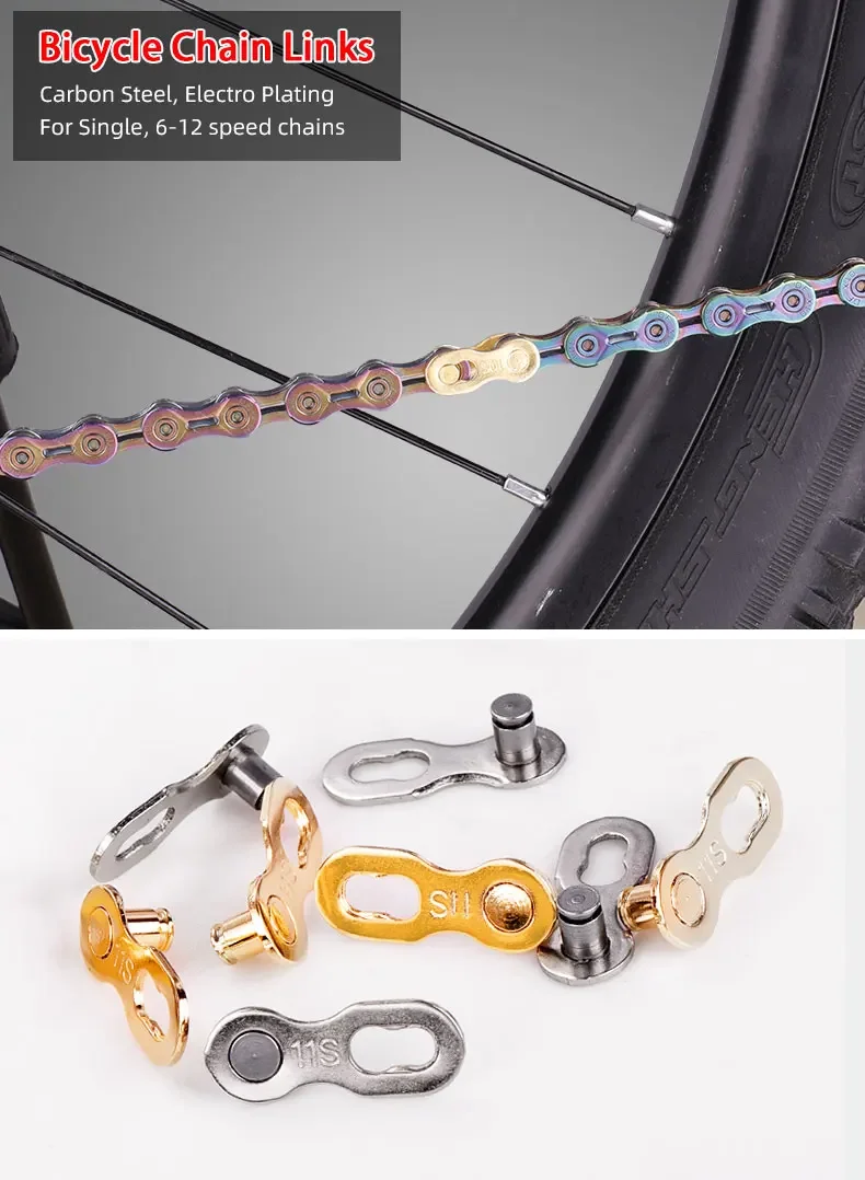 Description Picture 2 of item6 Pairs Bicycle Quick Link& Release for 1/6/7/8/9/10/11/12 Speed Chain Reusable Carbon Steel Missing Link Silver Gold Connector