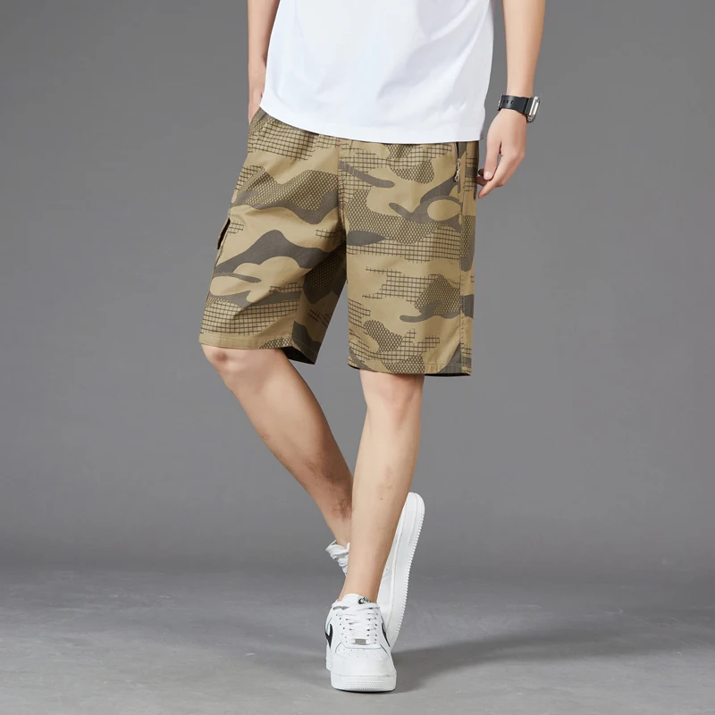 Summer Camouflage Cargo Shorts Men Outdoor Drawstring Lightweight Tactical Shorts Multi Pockets Military Hiking Shorts Male